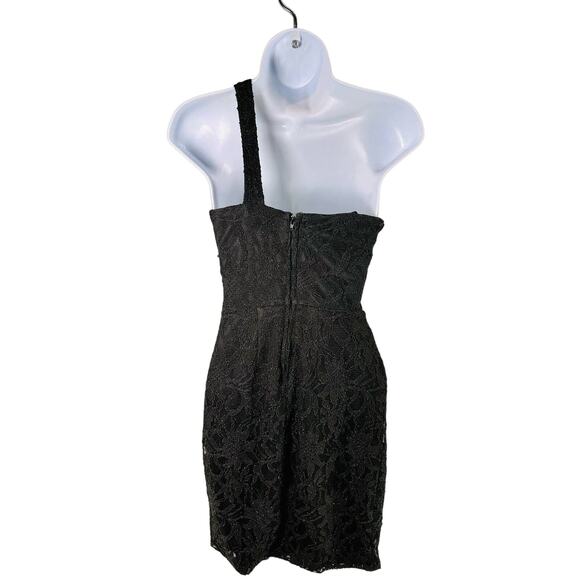 City Triangles Womens 3 Juniors Little Black Lace Jeweled One Shoulder Dress Zip - Picture 5 of 11